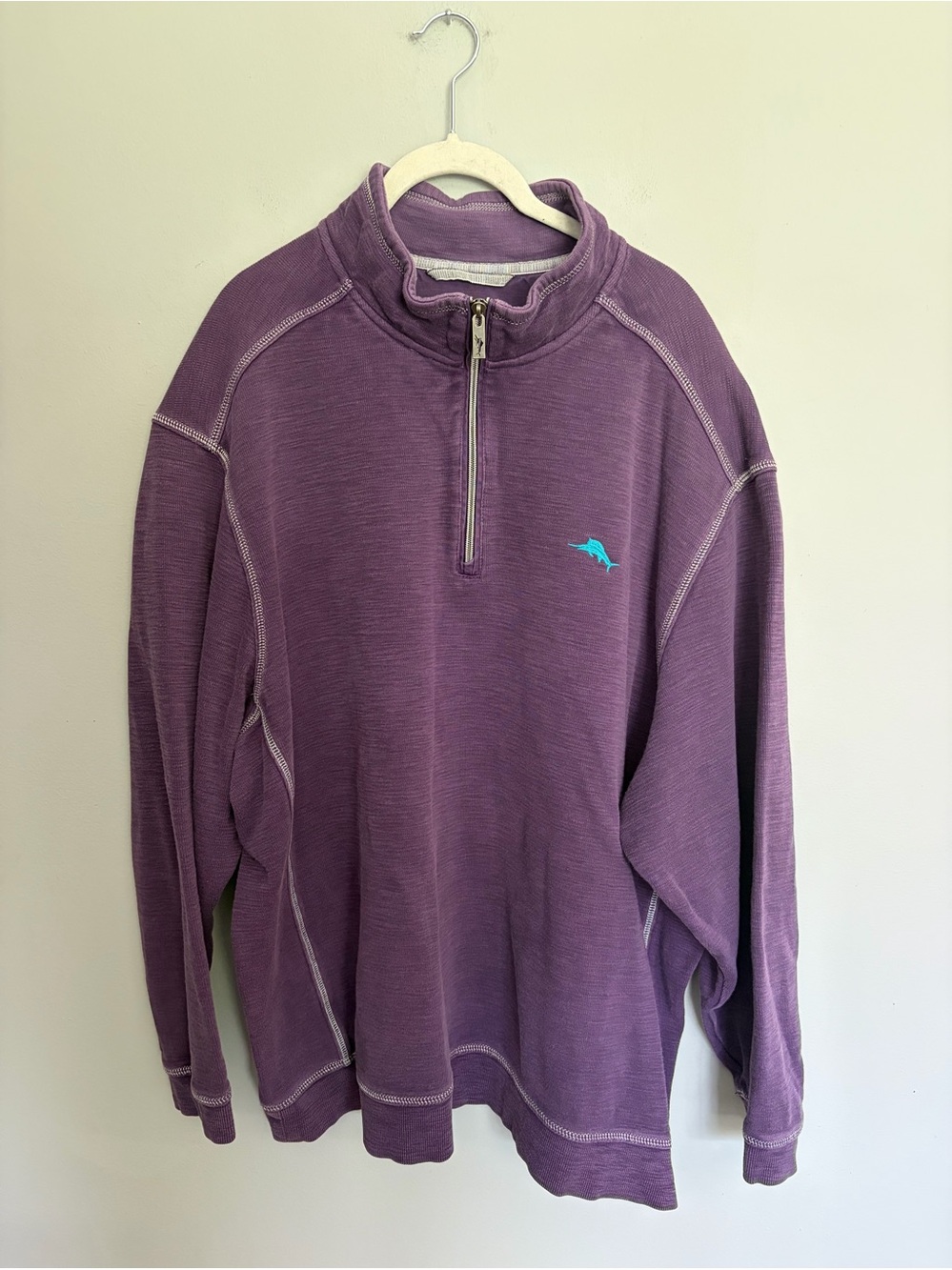 Tommy Bahama Montego Bay Half Zip Pullover Sweatshirt Size 2XL Purple Cotton